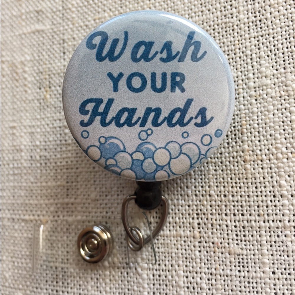 Wash Your Hands Retractable ID Badge Reel